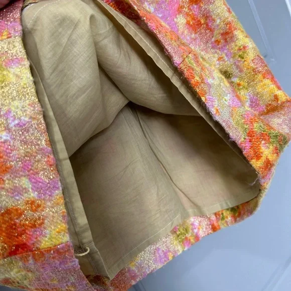 Free People Metallic Tweed Dress Floral Gold Brocade - Picture 7 of 7